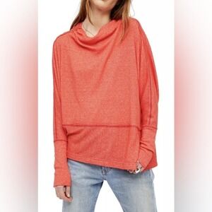 Free‎ People We The Free Londontown Thermal Top Burnt Orange Asymmetrical XS